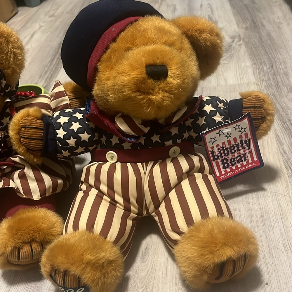1999 Vintage Male Female Liberty Patriotic USA Brown Bears Dan Dee - Picture 2 of 7